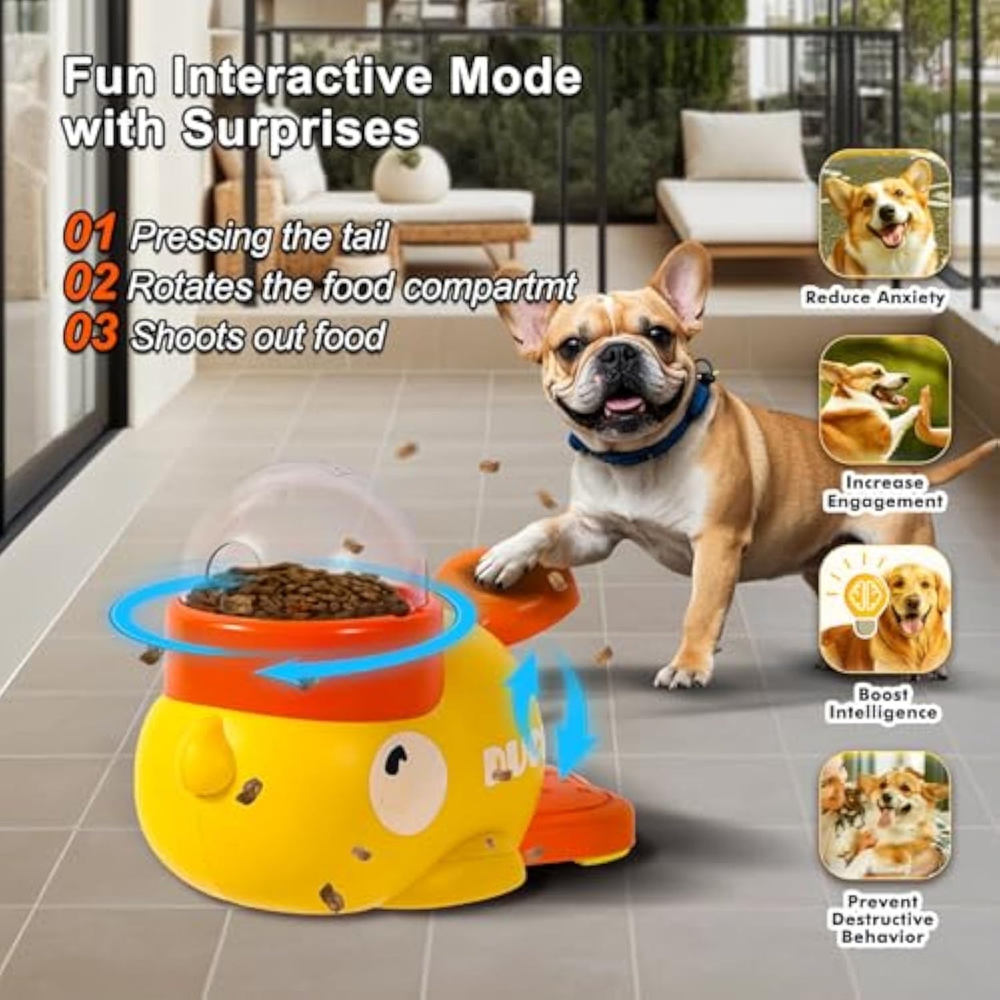 Dog Interactive TreatDispenser Toy, FoodPuzzle Slow Feeder,2-in-1Durable Cute DuckShaped Design for smallMedium Dogs and cats,Interactive lQ TrainingReduces Bloating-LLH