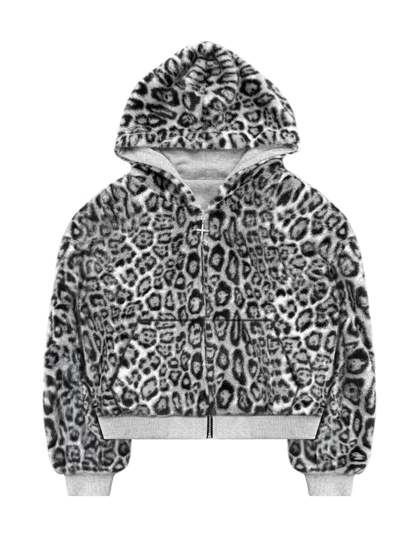 Zip Up Hoodie Oversized Leopard Print Jacket Reversible Streetwear Fall Grunge Hoodies Streetwear-LGH