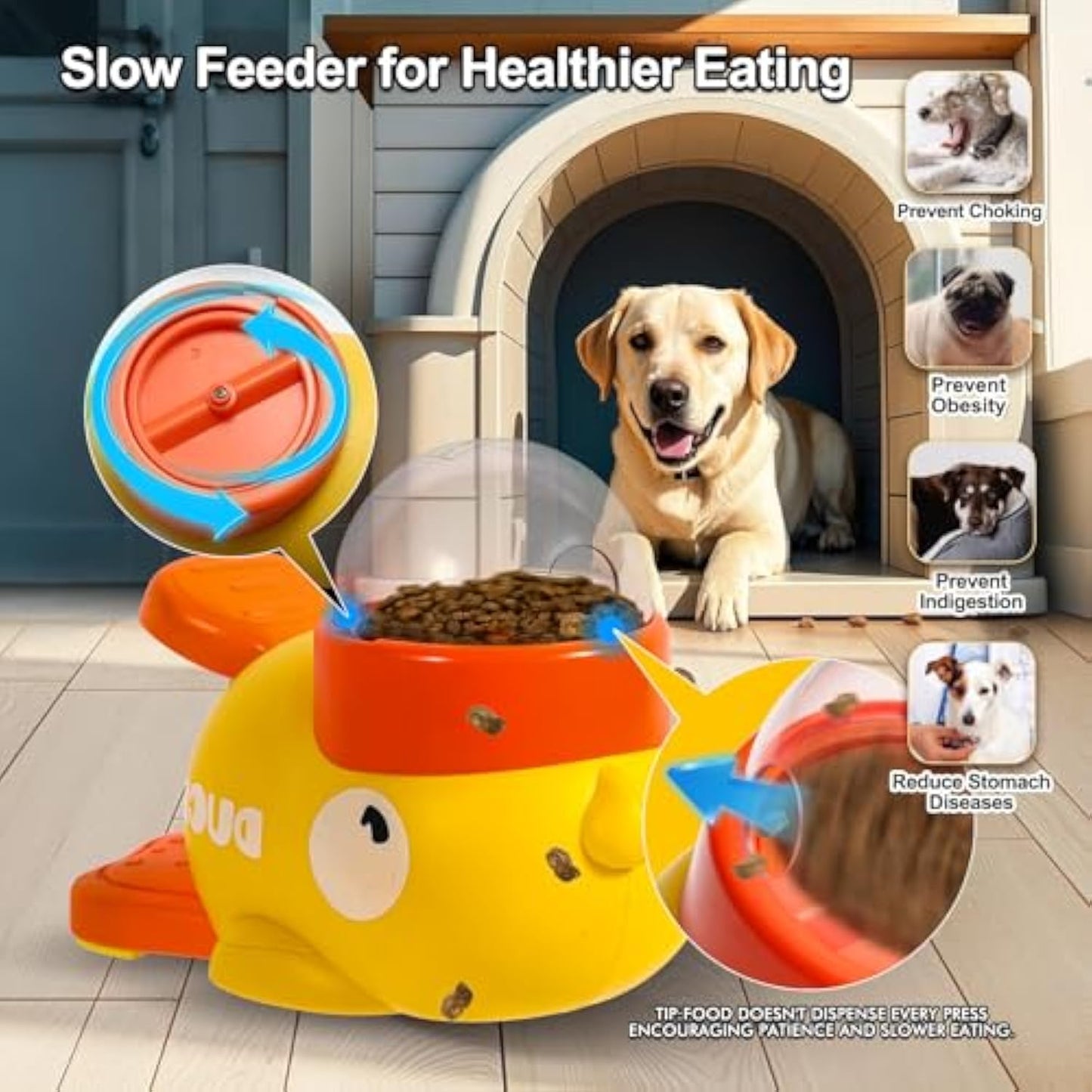Dog Interactive TreatDispenser Toy, FoodPuzzle Slow Feeder,2-in-1Durable Cute DuckShaped Design for smallMedium Dogs and cats,Interactive lQ TrainingReduces Bloating-LLH