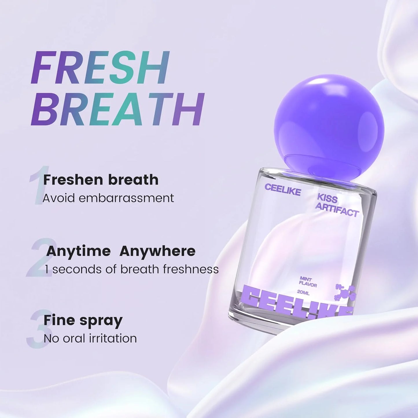 Probiotic Oral Spray for Long-Lasting Freshness, Alcohol-Free Oral Spray with Probiotics for Breath Care, Convenient Travel-Sized Breath Spray(0.68oz) (20ml)
