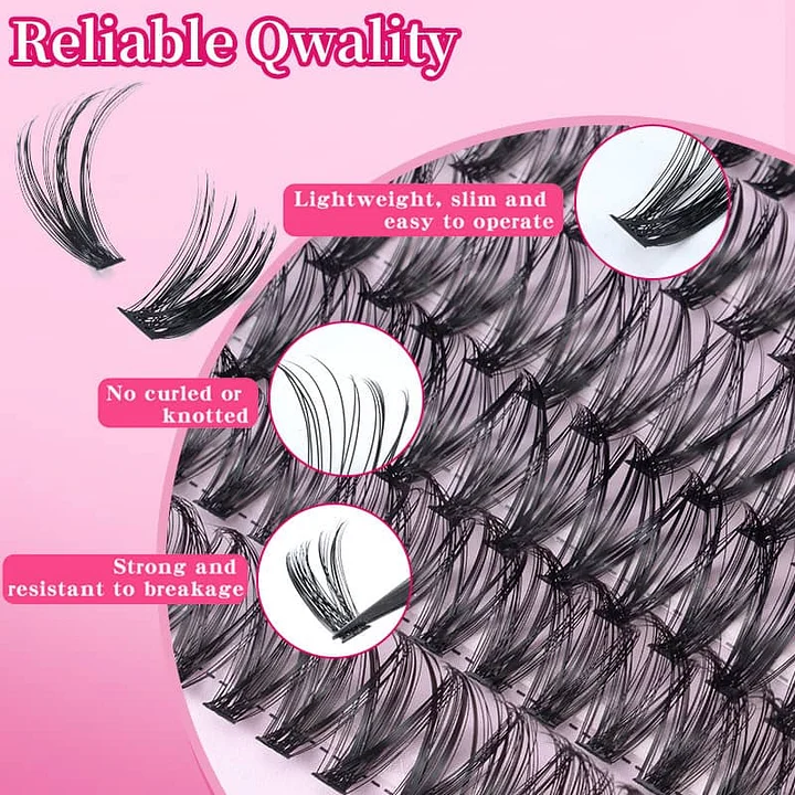 Lashes Extension Kit DIY Individual Lashes Kit Curl False Eyelashes Clusters Kit 640 Pcs 10D+20D+30D+40D, 8-16mm with Eyelash Tools Set