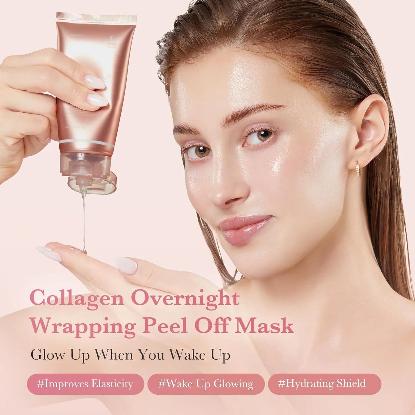 Caffeine Overnight Wrapping Peel Off Facial Mask | Firming, Depuffing & Hydration | Salmon DNA + Caffeine + Collagen For Refined, Glass Skin & Face Contour Support | Korean Skin Care