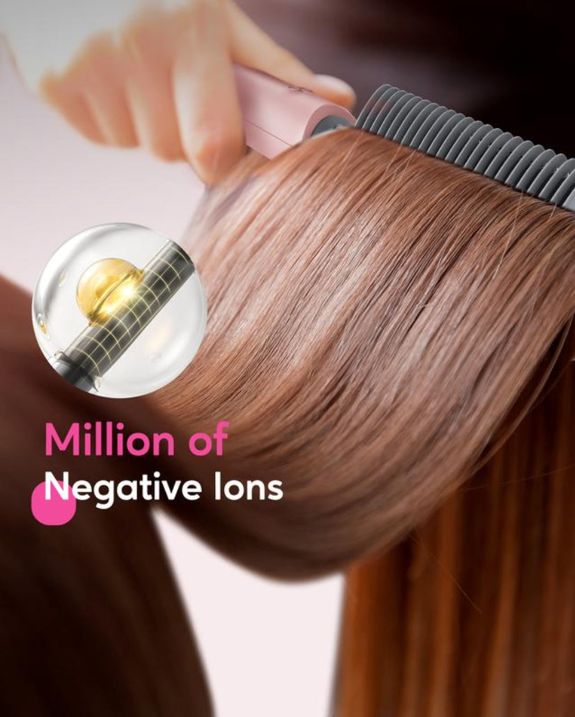 Hair Straightener Brush, Ring Hair Straightener Comb Straightening Brush for Women with 5 Temps 20s Fast Heating & Dual Voltage