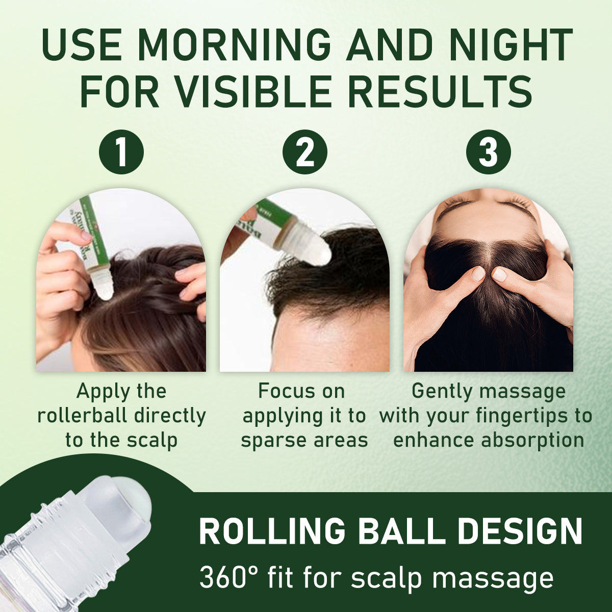 FUNZOO® Rosemary Hair Growth Roll-On Serum 20ml | Restore Your Thick & Lush Hair | For Men & Women - Twice Daily Application, Results in 3 Weeks