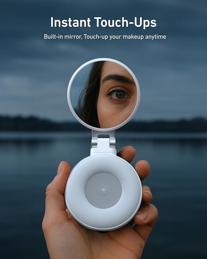 TELESIN C03 Magnetic Selfie Light, Phone Light Compatible with iPhone Magsafe, CRI97 360° LED Selfie Ring Fill Light with Mirror for Selfies/Photography/TikTok/Zoom Calls/Video Conference-ZHP