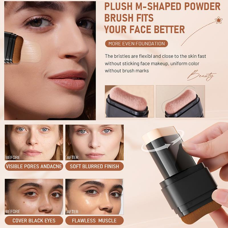 Zaidoc Foundation Concealer Stick, Dual-ended with Built-in Brush, Moisturizing & Lightweight