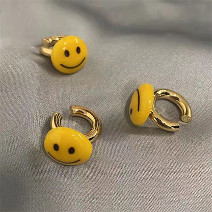 Fashionable smiling face trend hip-hop simple earrings