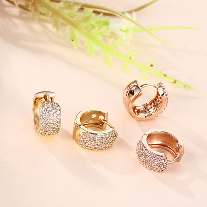 Geometric-shaped full-diamond stud earrings - Elegant zirconia-set diamond ear clips