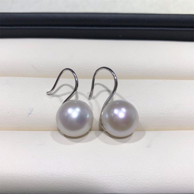 Water Pearl Large Ear Hook Simple Round Bead Earrings