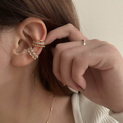 French-style minimalist luxury high-end zirconia and pearl ear clips