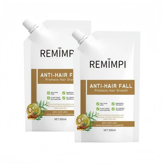 REMIMPI Anti-Hair Fall Hair Loss Treatment Shampoo Oil Control Anti dandruff Haircare Ginseng Ginger Help Hair Growth Jojoba Oat Repair Reduce Hair Loss Scalp Cleanser Conditioner 300ML-hz