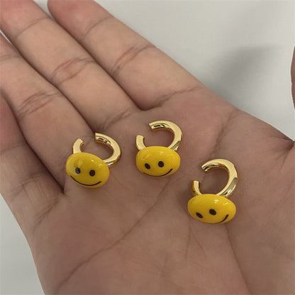 Fashionable smiling face trend hip-hop simple earrings