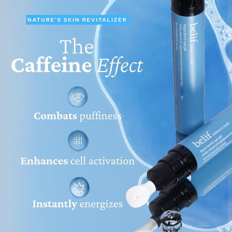 Aqua Bomb Eye Gel, Korean Skincare with Caffeine, Hyaluronic Acid & Niacinamide – Hydrating, Depuffing & Plumping Eye Cream with Cooling Ceramic Tip