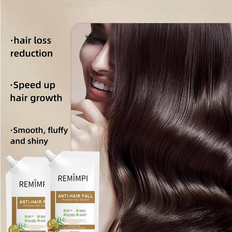 REMIMPI Anti-Hair Fall Hair Loss Treatment Shampoo Oil Control Anti dandruff Haircare Ginseng Ginger Help Hair Growth Jojoba Oat Repair Reduce Hair Loss Scalp Cleanser Conditioner 300ML-hz