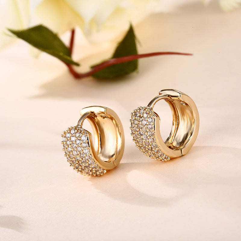 Geometric-shaped full-diamond stud earrings - Elegant zirconia-set diamond ear clips