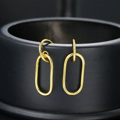 Personalized oval C-shaped half-circle gold earrings with ear loops