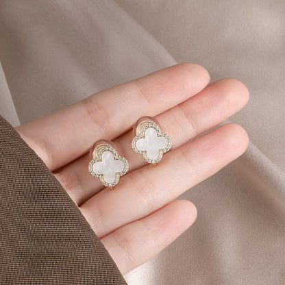 Four-leaf clover incense tray with painless ear clamp for women's earrings