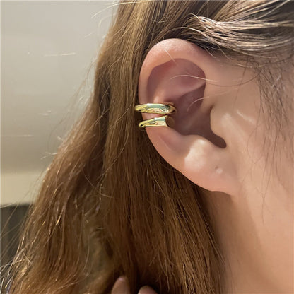 Metal double-layer open earpiece without ear hole earrings