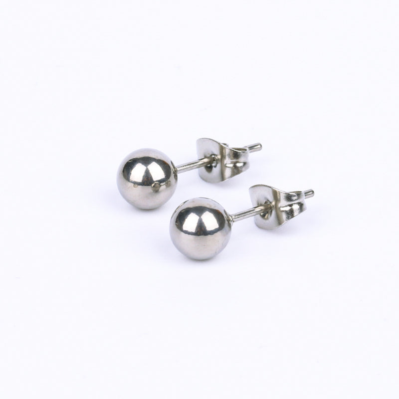 Stainless steel titanium steel round ball steel ball fine needle stud earrings