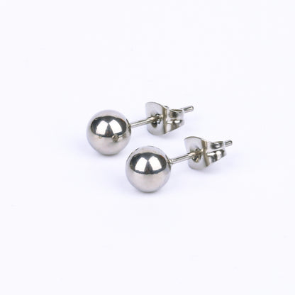 Stainless steel titanium steel round ball steel ball fine needle stud earrings