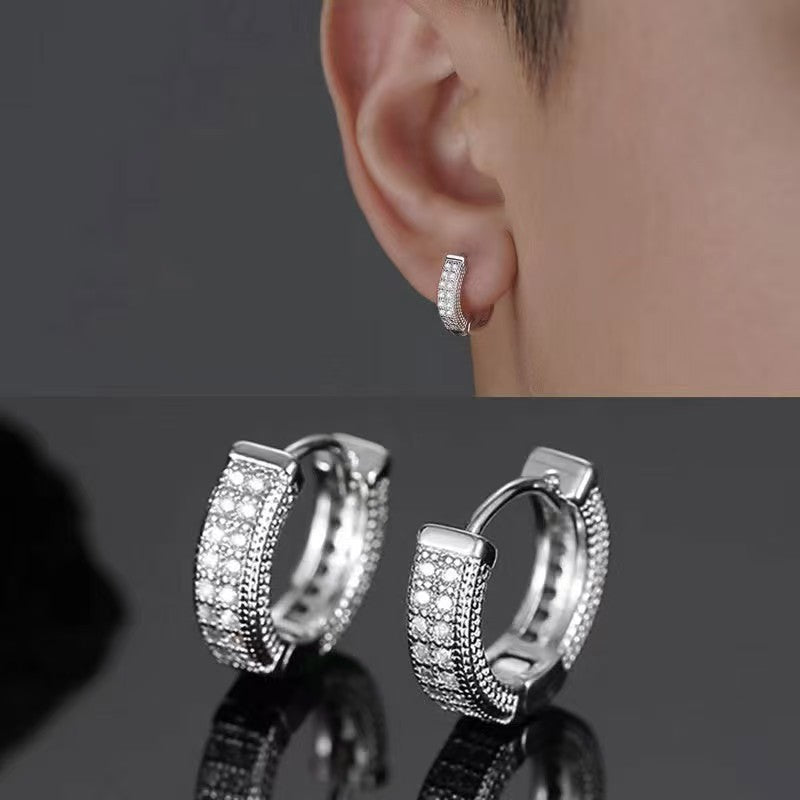 Simple micro-set zirconia stud earrings for fashionable necklaces