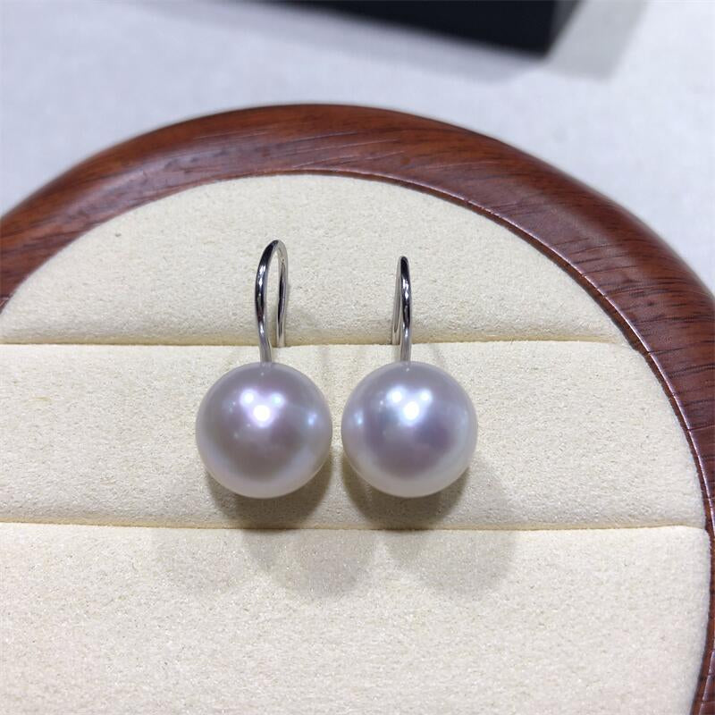 Water Pearl Large Ear Hook Simple Round Bead Earrings