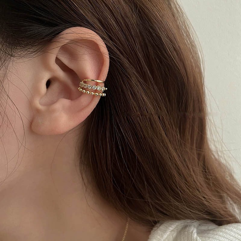 French-style minimalist luxury high-end zirconia and pearl ear clips