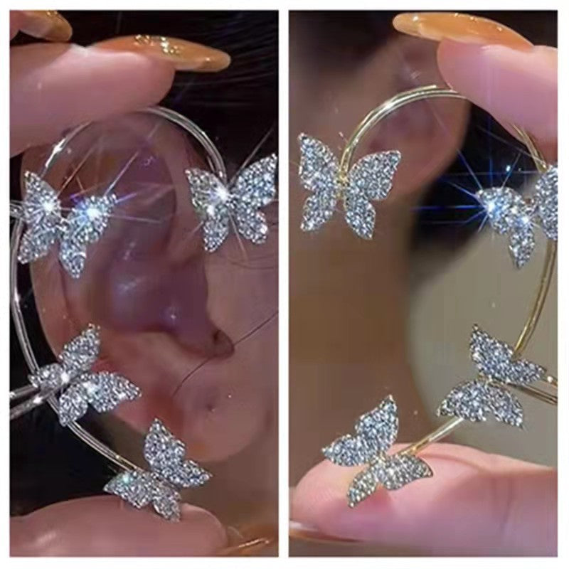 Diamond-studded butterfly unique small earrings