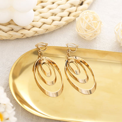 Fashionable and simple geometric oval earrings