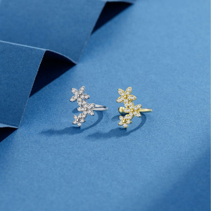 Three small flower-shaped zircon ear pendants with ear rings