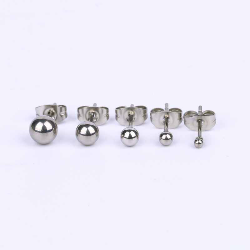 Stainless steel titanium steel round ball steel ball fine needle stud earrings