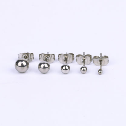 Stainless steel titanium steel round ball steel ball fine needle stud earrings