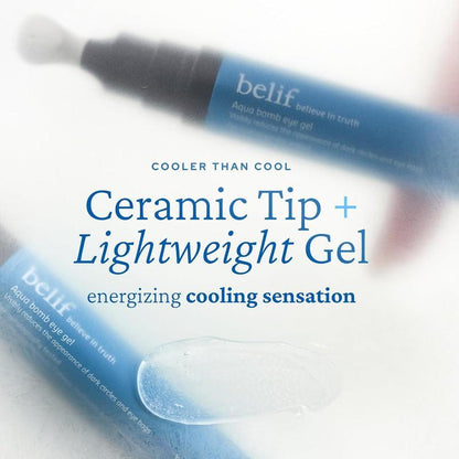 Aqua Bomb Eye Gel, Korean Skincare with Caffeine, Hyaluronic Acid & Niacinamide – Hydrating, Depuffing & Plumping Eye Cream with Cooling Ceramic Tip