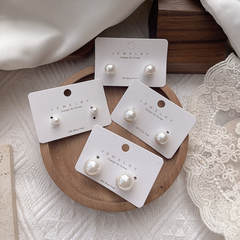 Pearl earrings - French style stud earrings - Fine needle earrings