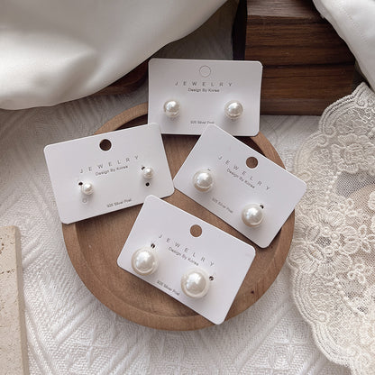 Pearl earrings - French style stud earrings - Fine needle earrings