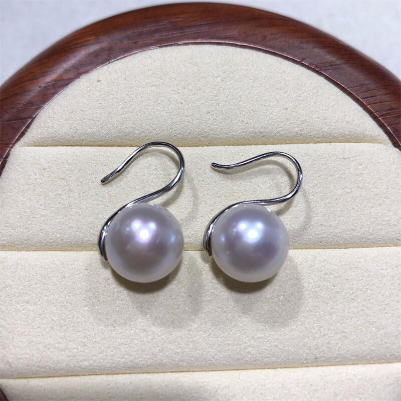 Water Pearl Large Ear Hook Simple Round Bead Earrings