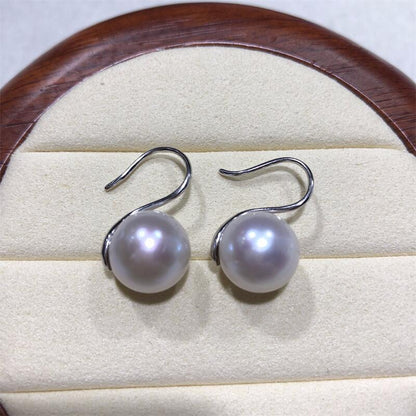 Water Pearl Large Ear Hook Simple Round Bead Earrings