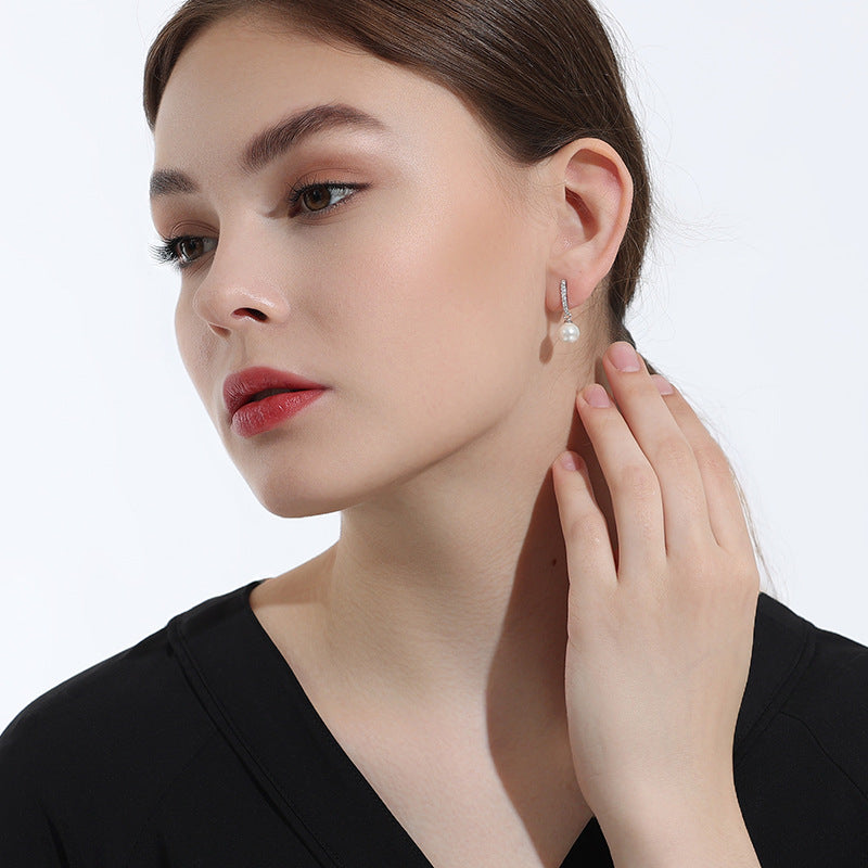 Silver Pearl Earrings - Women's Beaded Long Earrings