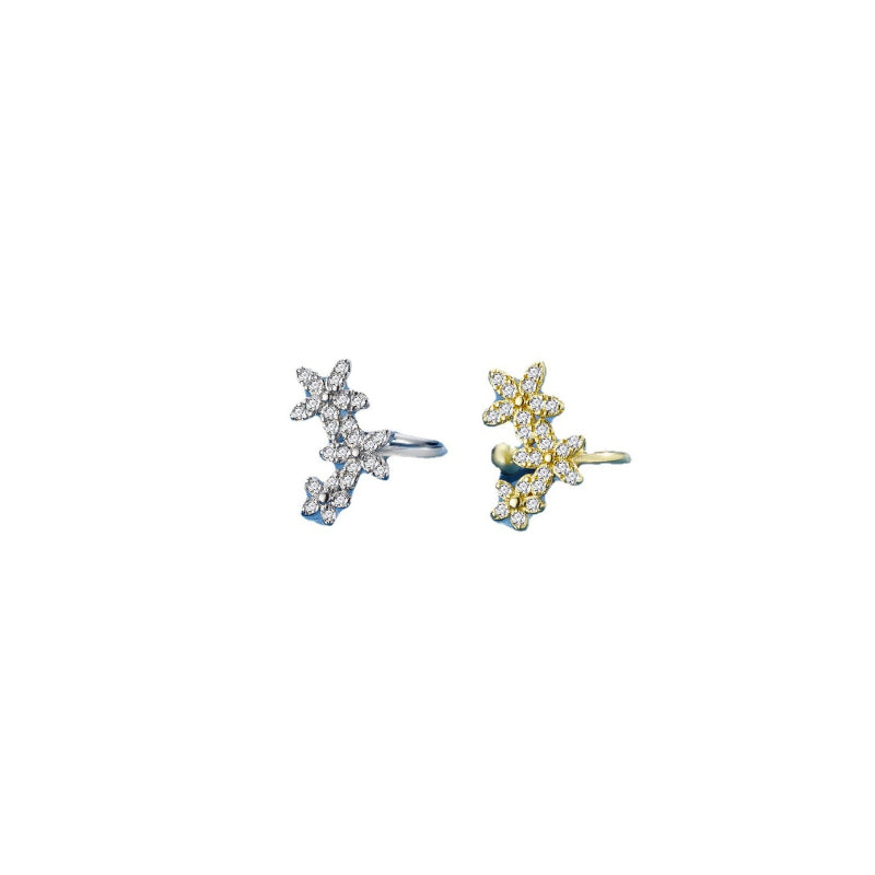 Three small flower-shaped zircon ear pendants with ear rings