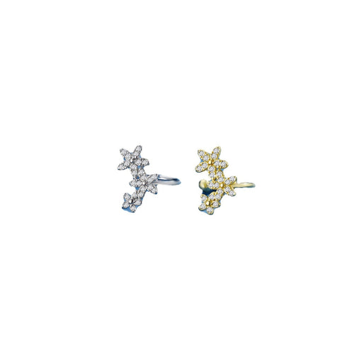 Three small flower-shaped zircon ear pendants with ear rings