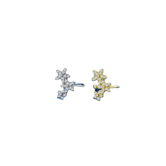 Three small flower-shaped zircon ear pendants with ear rings