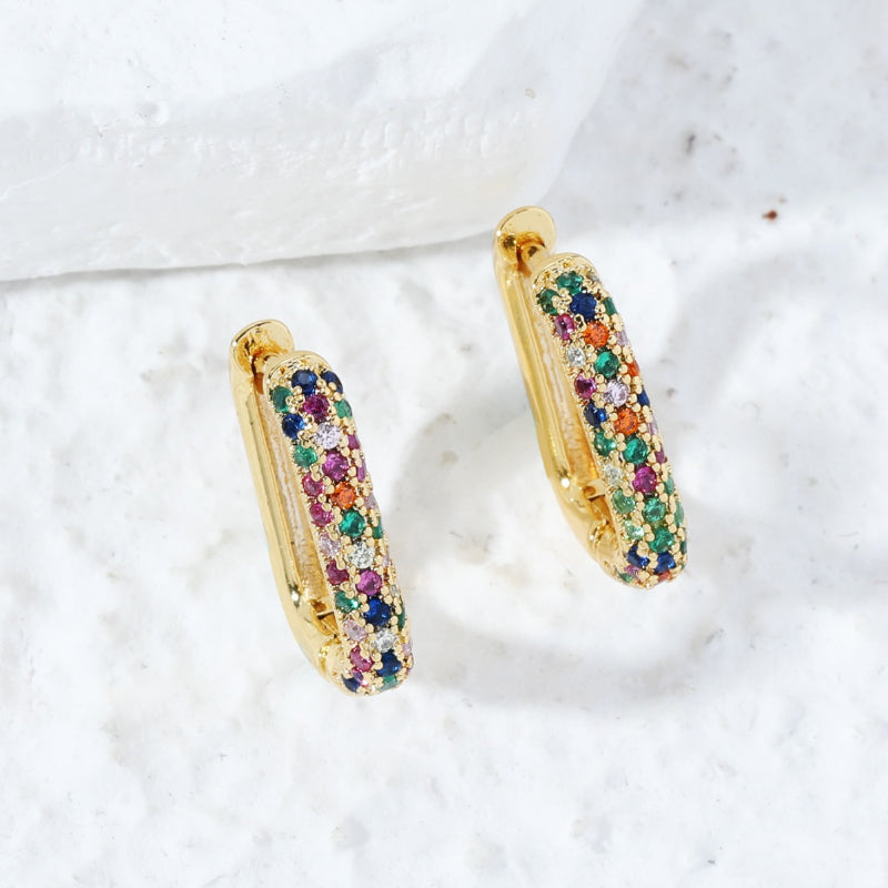 Rare lightweight single-color zircon square earrings