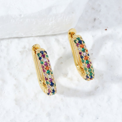 Rare lightweight single-color zircon square earrings