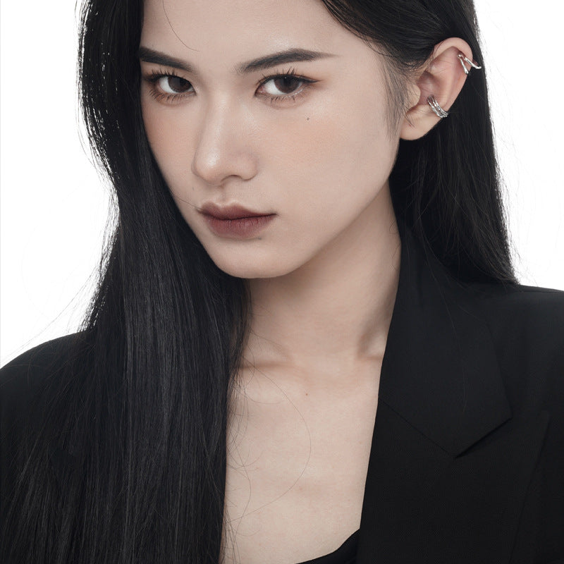 Micro-set diamond stud earrings without ear holes, high-end style