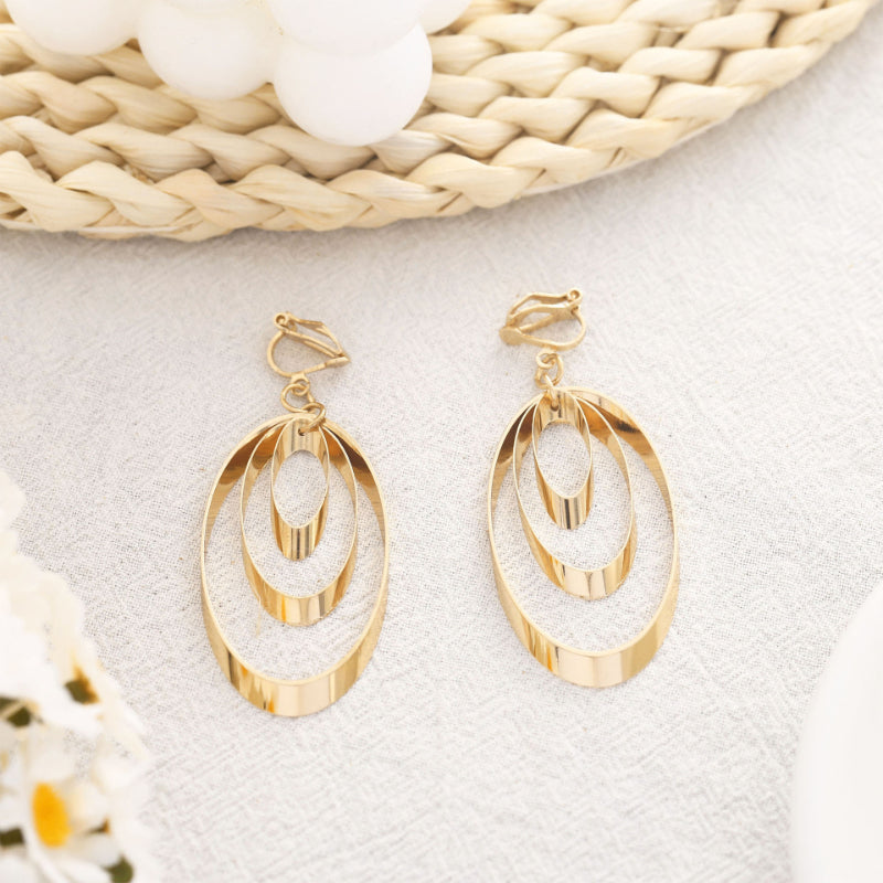 Fashionable and simple geometric oval earrings