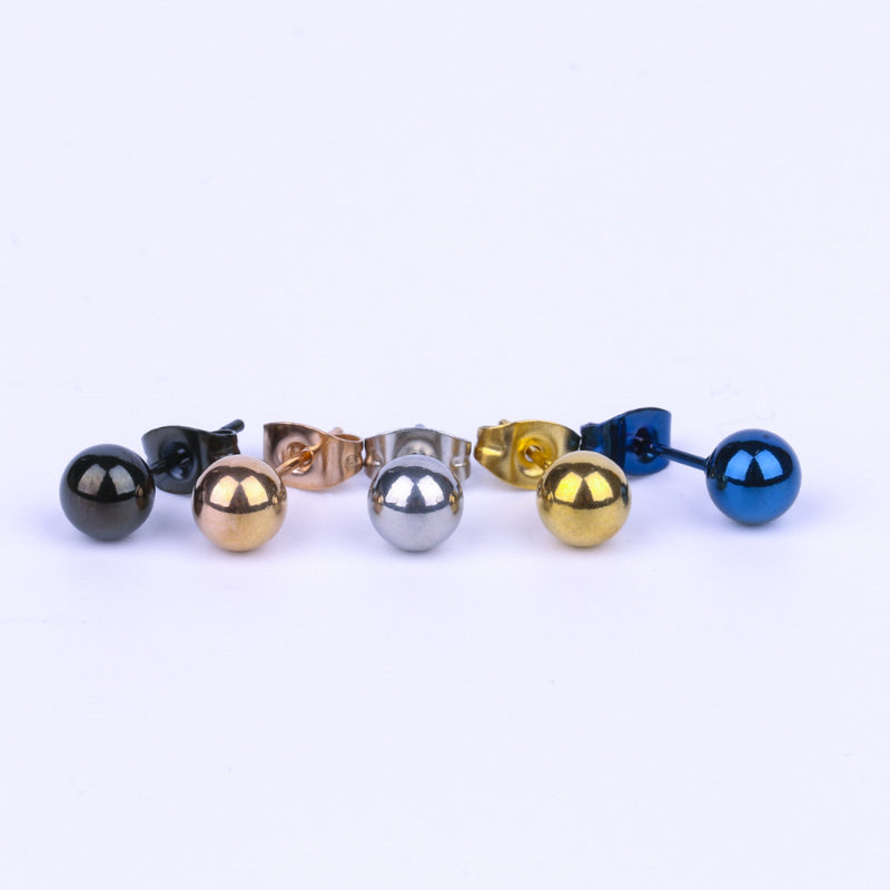 Stainless steel titanium steel round ball steel ball fine needle stud earrings