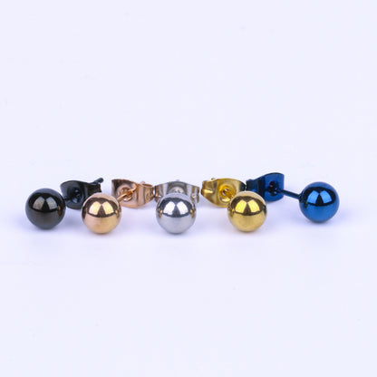 Stainless steel titanium steel round ball steel ball fine needle stud earrings