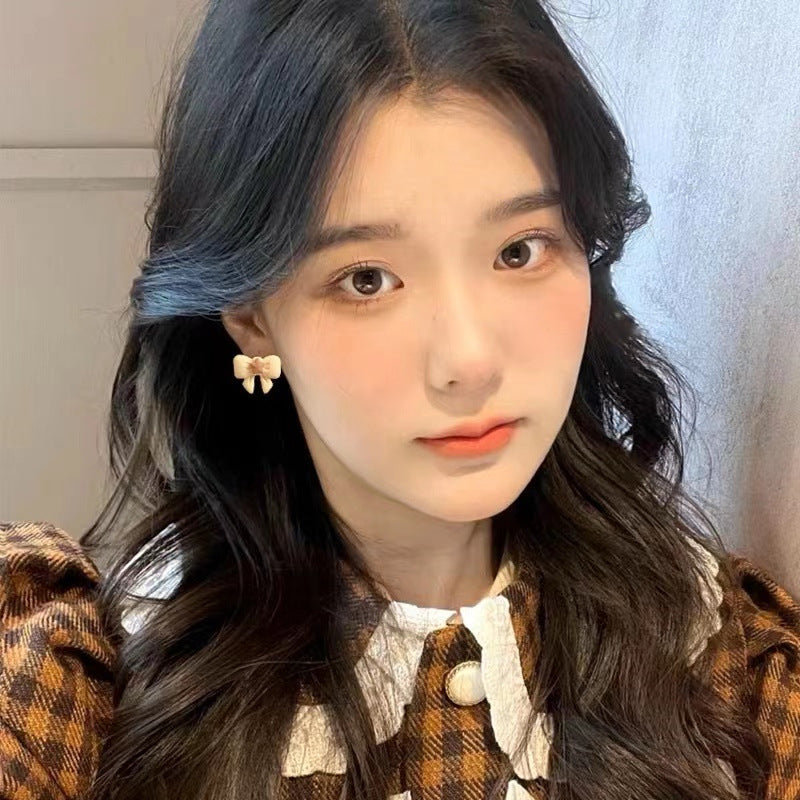 Fashionable cute retro flower-style bow earrings
