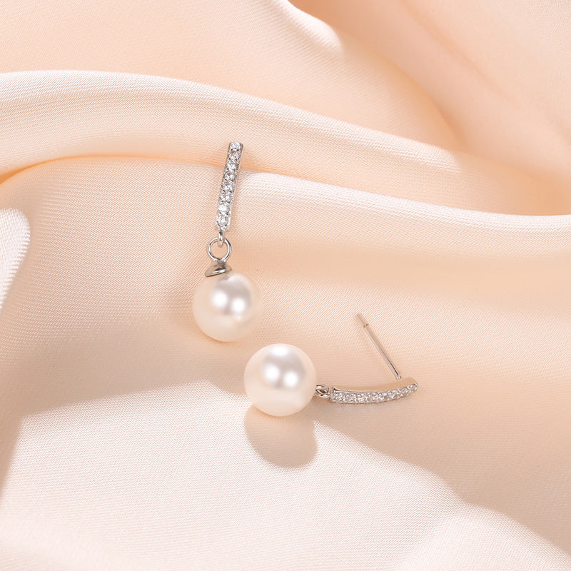 Silver Pearl Earrings - Women's Beaded Long Earrings