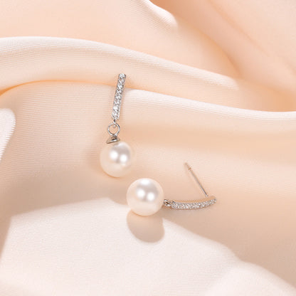 Silver Pearl Earrings - Women's Beaded Long Earrings